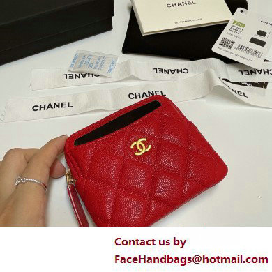 Chanel Grained Calfskin  &  Gold-Tone Metal Zip Coin Purse AP2061 Red 2025